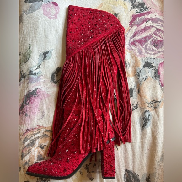 Red Jessica Simpson sparkly boots - Picture 3 of 5